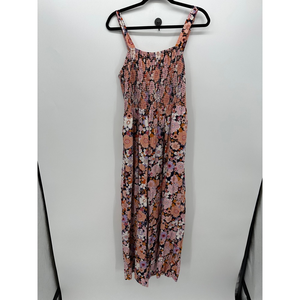 Dokotoo Womens Floral‎ Retro Boho Jumpsuit Sz XL Smocked One Piece Pockets
